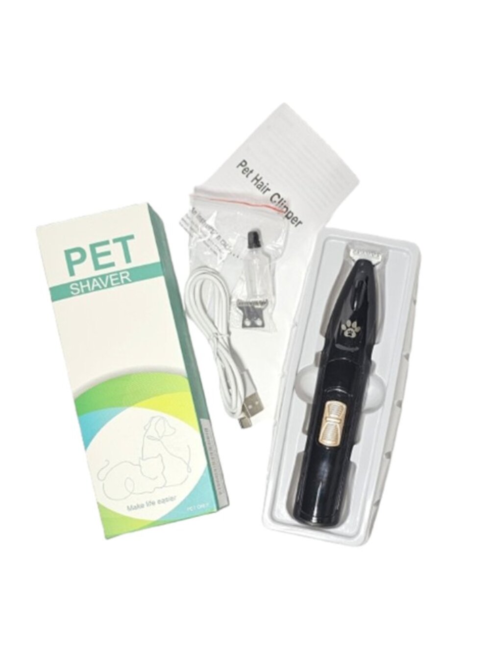 Pet Hair Trimmer Micro Precision USB Rechargeable Dog Cat Shaver Grooming w/LED